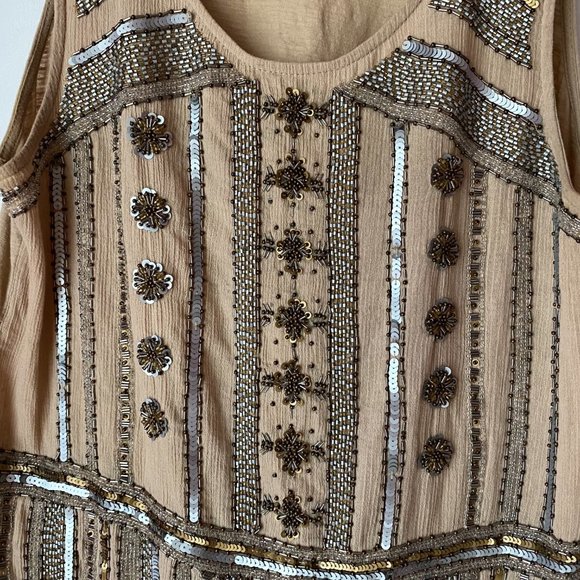 Lucky Brand | Beaded Beige Tank Top Small - Picture 4 of 7
